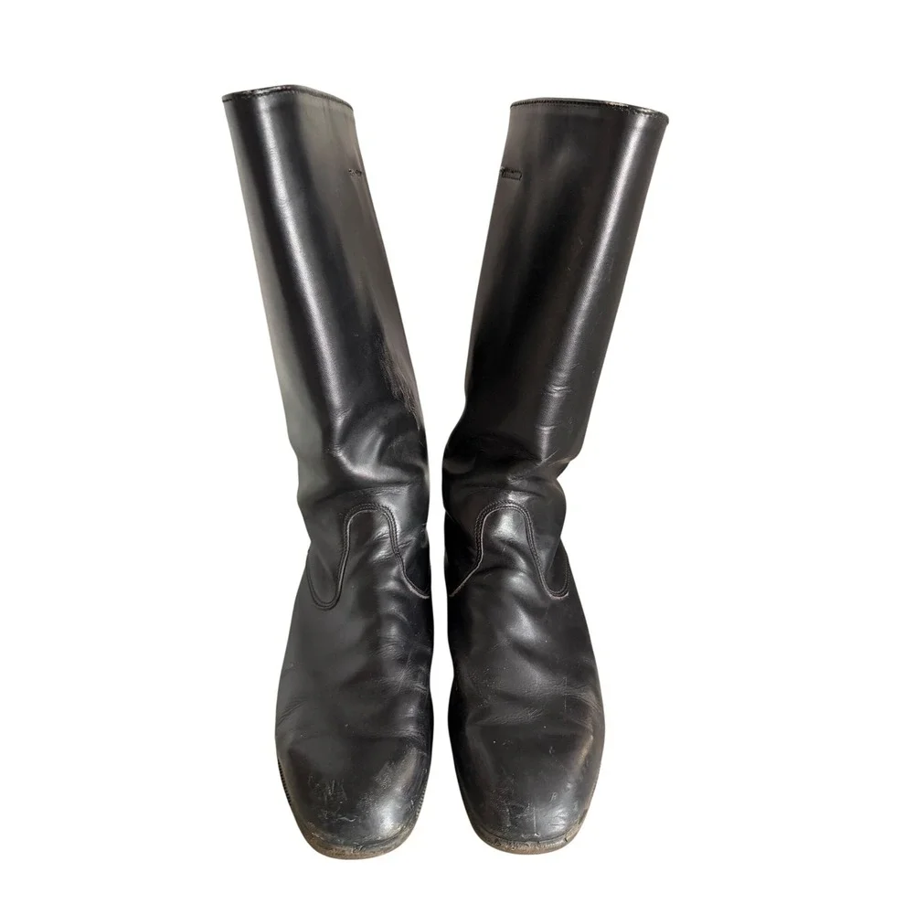 NVA East Germany Combat Boots Men Size 11 US Black Leather Military Tall